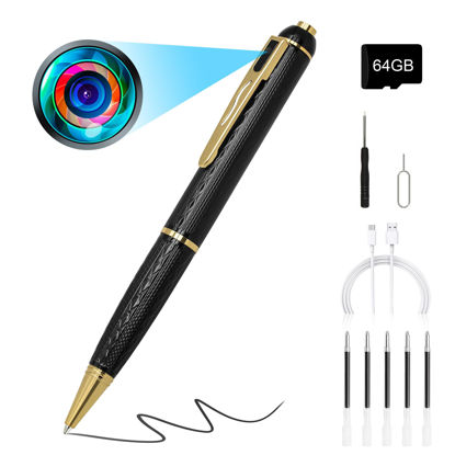 Picture of KINGDANS Hidden Camera Pen 64GB 1080P Mini Camera Pen Small Camera, 600mAh Battery Loop Working Nanny Cam, Indoor Camera Security Camera for Safety.
