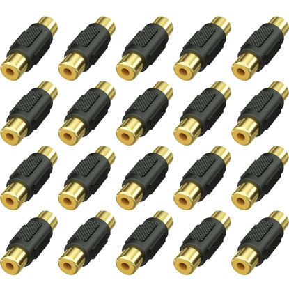 Picture of Warmstor 20 Pack RCA Female to Female Coupler Audio Video Adapter Gold Plated, for Phono,Speaker,RCA Cable,Amplifier