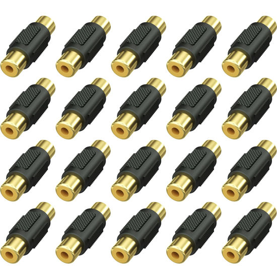 Picture of Warmstor 20 Pack RCA Female to Female Coupler Audio Video Adapter Gold Plated, for Phono,Speaker,RCA Cable,Amplifier