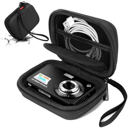 Picture of Cwatcun Carrying & Protective Case for Digital Camera, Small Camera Pouch for AbergBest 2.7" LCD Kodak Pixpro/Canon PowerShot ELPH 180/190 / DSCW830 Travel Cameras, Waterproof Shockproof Case - Black