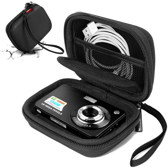 Picture of Cwatcun Carrying & Protective Case for Digital Camera, Small Camera Pouch for AbergBest 2.7" LCD Kodak Pixpro/Canon PowerShot ELPH 180/190 / DSCW830 Travel Cameras, Waterproof Shockproof Case - Black