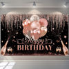 Picture of Black Silver Rose Gold Happy Birthday Party Decorations Supplies Glitter Balloon Birthday Party Backdrop for Women Girls Happy Birthday Banner Baby Shower Sweet 16 Photography Background Photo Booth