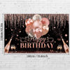 Picture of Black Silver Rose Gold Happy Birthday Party Decorations Supplies Glitter Balloon Birthday Party Backdrop for Women Girls Happy Birthday Banner Baby Shower Sweet 16 Photography Background Photo Booth