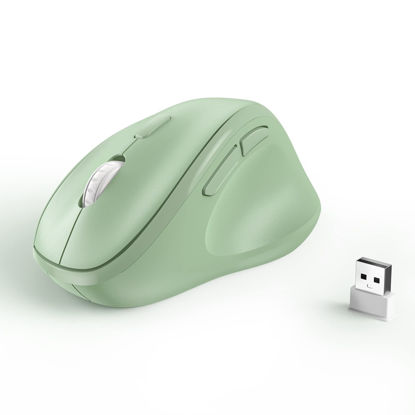 Picture of Ergonomic Wireless Mouse 2024 New, Updated Smaller Ergo Mouse with USB Receiver for PC Computer, Laptop and Desktop, Vertical Mouse with Silent Clicks Long Battery Life Up to 1600 DPI, Green