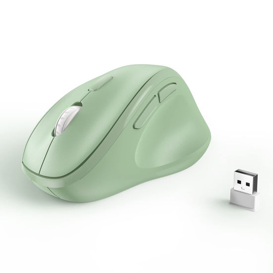 Picture of Ergonomic Wireless Mouse 2024 New, Updated Smaller Ergo Mouse with USB Receiver for PC Computer, Laptop and Desktop, Vertical Mouse with Silent Clicks Long Battery Life Up to 1600 DPI, Green