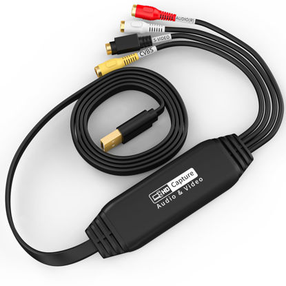 Picture of Tihokile USB Video Capture Card, Audio Video Converter Grabber for RCA to USB-Convert VHS Mini DV VCR Hi8 DVD Equipment to Digital Converter for PC TV Tape Player Camcorder