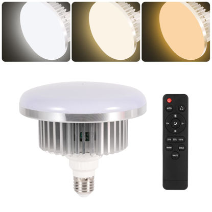 Picture of AQIRUI 175W Photography Light Bulb Dimmable Tricolor LED Bulbs 3000-6700K Color Softbox Bulb in E27 Socket for Photography Photo Video Studio Lighting White Warm Cold 1 Pack