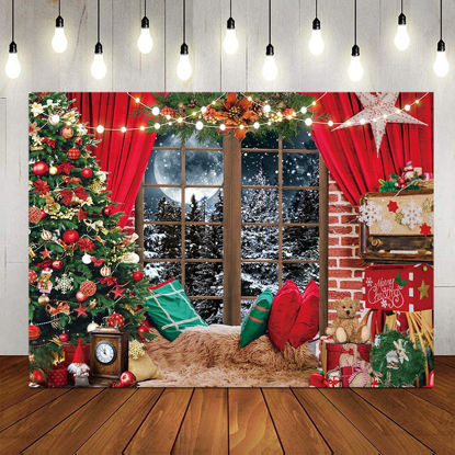 Picture of LTLYH 10x8ft Christmas Photography Backdrop Winter Christmas Window Backdrop Christmas Party Banner Decorations Photo Backdrops Xmas Eve Photo Booth Props Backdrop 235