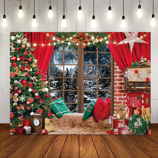 Picture of LTLYH 10x8ft Christmas Photography Backdrop Winter Christmas Window Backdrop Christmas Party Banner Decorations Photo Backdrops Xmas Eve Photo Booth Props Backdrop 235