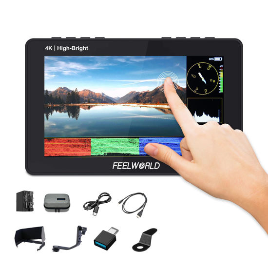 Picture of FEELWORLD Video Camera Monitor 5.5 Inch 1600Nit with F970 Battery 6600mAh + Bag Ultra Bright 4K Touch Screen DSLR Field Monitor F5PROX
