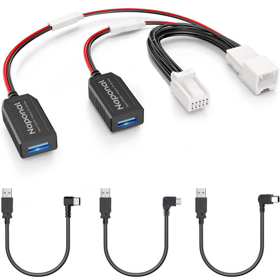 Picture of Naponal GPS DashCam Power Adapter, (10Pin Type E Connector) Mirror Camera Radar Charger Station GPS Dash Cam Charger Cable for Select Mazda, CX-5, CX-9 and More with Auto-dimming Rearview Mirror