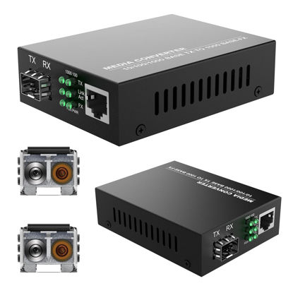 Picture of 2Pack BiDi Gigabit Multi-Mode Fiber Ethernet Media Converters, with 2Pack Dual SFP LC Transceiver Module 850nm 1.25Gbps, 1000Base-SX to 10/100/1000Base-TX, LC Connector, RJ45 Interface MMF, Up to 550m