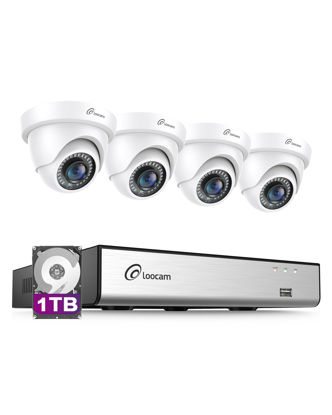 Picture of Loocam Wired Security Camera System, AI Human/Vehicle Detection, 2MP HD 1920TVL Surveillance CCTV Dome Cameras Indoor Outdoor, H.265+ 8CH DVR & 1TB HDD, Night Vision, Smart Playback, Remote Access