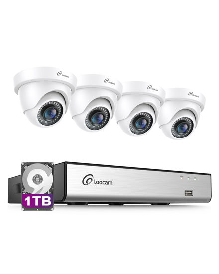Picture of Loocam Wired Security Camera System, AI Human/Vehicle Detection, 2MP HD 1920TVL Surveillance CCTV Dome Cameras Indoor Outdoor, H.265+ 8CH DVR & 1TB HDD, Night Vision, Smart Playback, Remote Access