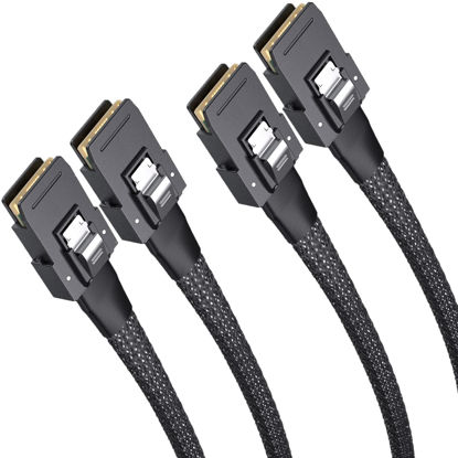 Picture of H!Fiber.com 2 Pack Internal Mini SAS SFF-8087 to SFF-8087 Cable,0.5m Internal Mini SAS to Mini SAS Cable, 36Pin, 6Gbps, 100 Ohms, for Servers, RAID, SAS/SATA HBA, DAS, 0.5 Meter (1.6ft)