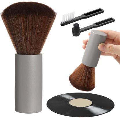 Picture of Ziliny 3 Pcs Vinyl Record Cleaning Brush Wooden Anti Static Dust Record Vinyl Cleaner Kit Record Player Accessories Gift for Music Lovers Vinyl Record(Grey)