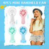 Picture of Woanger 4 Pcs Mini Handheld Fan Bulk Battery Operated Fans with Data Cable and Mounting Base Portable USB Electric Fan Small Rechargeable Quiet Pocket Fan Summer Gift Outdoor Travel Tool