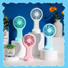 Picture of Woanger 4 Pcs Mini Handheld Fan Bulk Battery Operated Fans with Data Cable and Mounting Base Portable USB Electric Fan Small Rechargeable Quiet Pocket Fan Summer Gift Outdoor Travel Tool