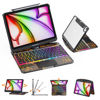 Picture of GUSGU Transparent Case with Wireless Keyboard for iPad 10.2-in (7th, 8th, and 9th Gen), 7 Colors Backlight, Trackpad, 360°Rotating Stand, Tech Style