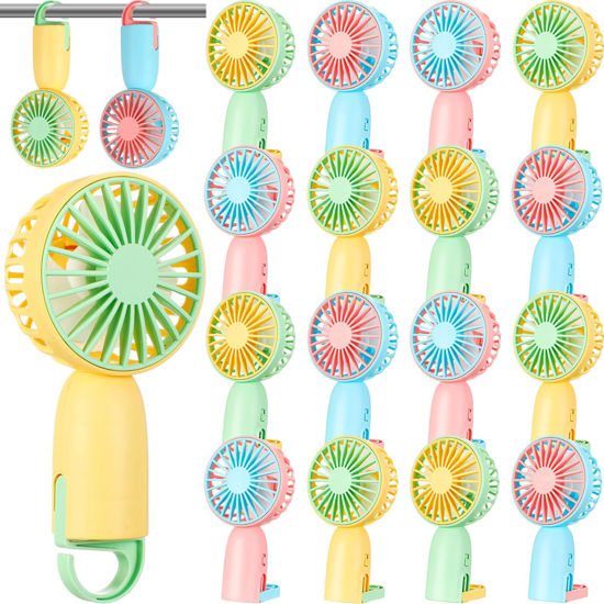 Picture of Woanger 24 Pack Mini Handheld Fan Bulk 1 Speed USB Electric Fan with Data Line Battery Operated Mini Fan Rechargeable Portable Small Hand Held Fan Electric Fan for Travel