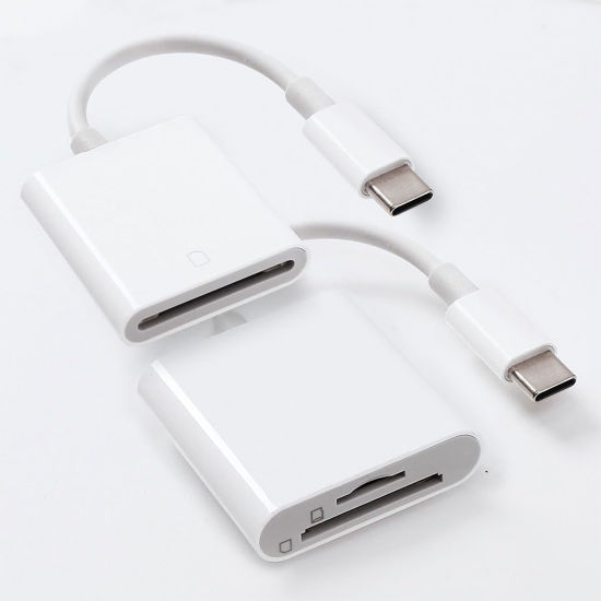 Picture of USB Data Cable, USB C SD Card Reader, 2 in 1 Type C Memory Card Reader, Micro TF Adapter Trail Camera Viewer Plug and Play Compatible with Samsung Android Laptop (2 Packs)