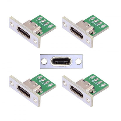 Picture of CY Connector 5pcs/Set DIY OEM Type C Female Socket Connector Panel Mount Type with PC Board 24pin USB 2.0 Pinout