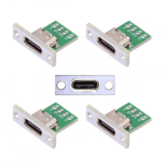 Picture of CY Connector 5pcs/Set DIY OEM Type C Female Socket Connector Panel Mount Type with PC Board 24pin USB 2.0 Pinout