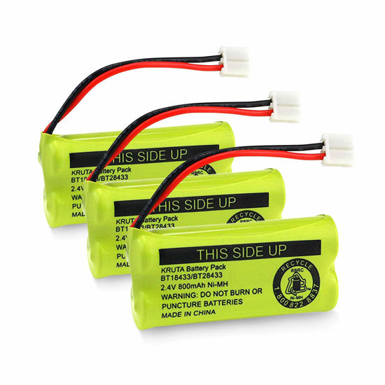 Picture of Kruta BT18433/BT28433 800mah 2.4V Ni-MH Cordless Phone Battery Compatible with AT&T and VTech BT18433 BT28433 BT184342 BT284342 BT183348 BT283348 T-T104 BT-1011 BT-1018 BT-1022 BT-1031