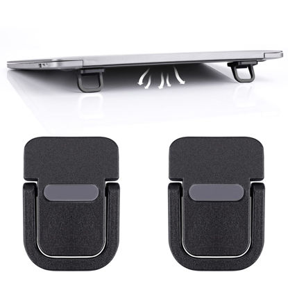 Picture of Abeillo 2PCS Portable Keyboard Riser, Self-Adhesive Mini Laptop Stand Invisible Computer Keyboard Stand for Desk, Laptop Feet Compatible with Pro/Air, Lenovo, Surface (Black)