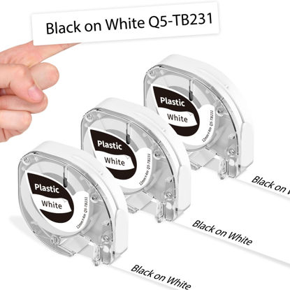 Picture of P12 Label Tapes Replacement for Dymo Label Maker Refills 12mm 0.47 Black on White Compatible with Dymo LetraTag LT-100H, Comapatible Phomemo P12 Label Tape for Phomemo P12 P12-PRO LT12 Label Maker