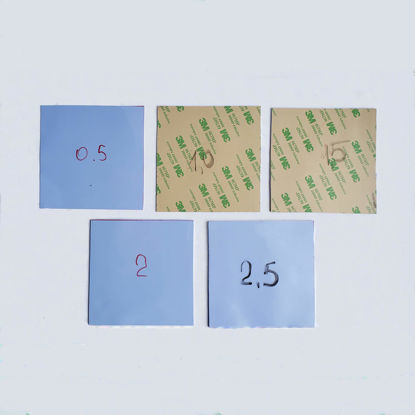 Picture of Thermal Pad 0.5mm 1.0mm 1.5mm 2.0mm 2.5mm ASTM 4x4 inches Set Large Sheet Thermal Pads 5 Thickness Plus Sticky Layer Honest 3.6W Thermal Conductivity Blue,one size