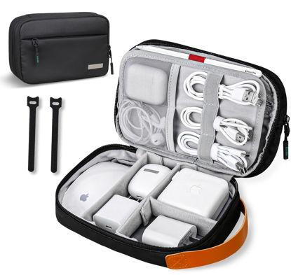 Picture of Lacdo Electronics Organizer Travel Case, Travel Bag Cable Organizer for Essentials, Water Resistant Tech Accessories Carry Storage for Cord, Phone, Cables, Airpods, USB Flash Drive, Daily Items, Black