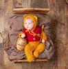 Picture of Newborn Photography Props Boys Mohair Bee Sleeved Stretch Hat Romper Baby Photo Props Outfits Hat Footed Bodysuit Photoshoot (Yellow)