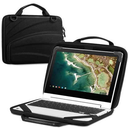 Picture of FINPAC 11-11.6 Inch Chromebook Sleeve Case - Protective Briefcase Shoulder Bag with Accessory Pouch for Up to 11.6" Laptop Notebook Ultrabook, Black