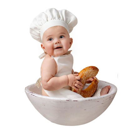 Picture of Baby Photography Prop, 2 PCS Baby Chef Outfit for 6-24 Months, Chef Hat and Apron Photo Props Costume with Box for Photoshoots Posing (Boy)