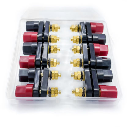 Picture of 4MM Copper 2-Way Banana Plug Jack Socket Binding Post Video Speaker Terminal Connectors Power Amplifier Dual Gold Plated Insulated Terminals(6Pcs Lkelyonewy)