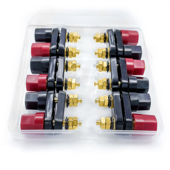Picture of 4MM Copper 2-Way Banana Plug Jack Socket Binding Post Video Speaker Terminal Connectors Power Amplifier Dual Gold Plated Insulated Terminals(6Pcs Lkelyonewy)