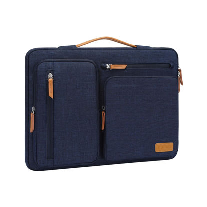 Picture of MOSISO 360 Protective Laptop Sleeve Compatible with MacBook Pro 16 inch 2024-2019 M4 M3 M2 M1, 15-15.6 inch HP, Dell, Lenovo, Acer,Asus Notebook, Side Open Bag with 4 Zipper Pockets&Handle, Navy Blue