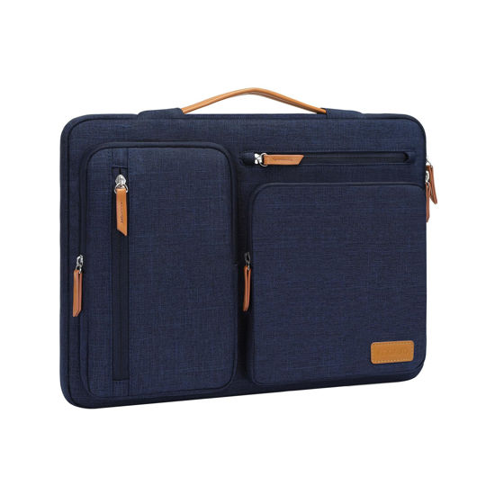 Picture of MOSISO 360 Protective Laptop Sleeve Compatible with MacBook Pro 16 inch 2024-2019 M4 M3 M2 M1, 15-15.6 inch HP, Dell, Lenovo, Acer,Asus Notebook, Side Open Bag with 4 Zipper Pockets&Handle, Navy Blue