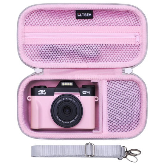 Picture of L LTGEM 4K Digital Camera Case Compatible with VJIANGER/YIGLLO/Zostuic/Duluvulu/Gavonde/XNSIAKXA/FlyFrost/SIXTARY/DUOCH 4K Vlogging Camera with Shoulder Strap, Pink