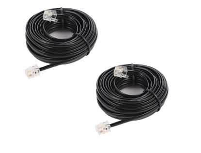 Picture of Yumiwoow 20ft Phone Telephone Extension Cord Cable Line Wire with Standard RJ11 6P4C Plugs for Landline Telephone, (6M-Black-2Pack)