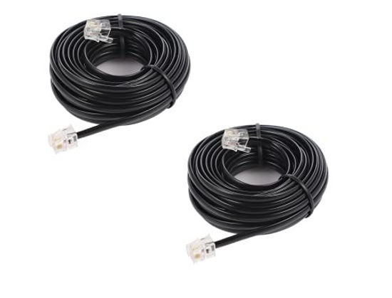 Picture of Yumiwoow 20ft Phone Telephone Extension Cord Cable Line Wire with Standard RJ11 6P4C Plugs for Landline Telephone, (6M-Black-2Pack)