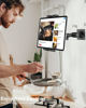 Picture of woleyi Tablet Wall Mount for iPad - [360° Adjustable Arm] Tablet Holder Stand for Kitchen Cabinet, Under Counter, Desk, for 4-13" Tablet Like iPad Pro 12.9, Air, Mini, iPhone, Galaxy, Fire HD, Switch