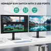 Picture of SUIDEK HDMI Displayport KVM Switch, 2 Computers 2 Monitors 4K@60Hz KVM Switcher Dual Monitor for 2 PC, 3 USB 3.0 Ports Support Extended/Mirror Mode with Desktop Controller&2 USB Cables&Power Adapter