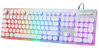 Picture of ANSWK Typewriter Style Keyboard with Metal Panel, Rainbow LED Backlit, Round Keys, Anti-ghosting, Spill Resistant, Light Up USB Wired Retro 104 Keys for Office/Gaming, White/Silver