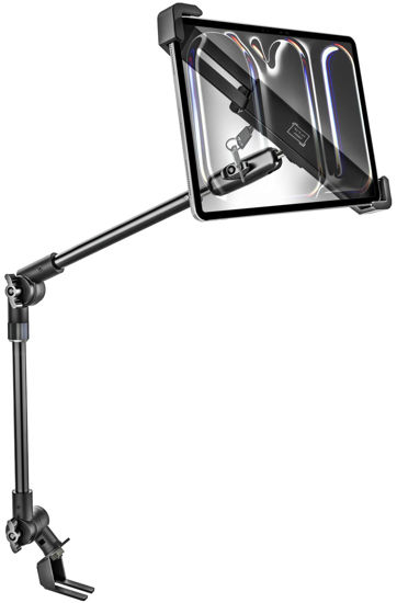 Picture of woleyi Anti-Theft Locking Car or Truck Seat Rail Tablet Mount, Heavy Duty Car Floor Tablet Security Holder with 360° Rotation Foldable Arm for 9-14" Tablet iPad Pro, Air, Galaxy Tabs, Fire HD, Surface