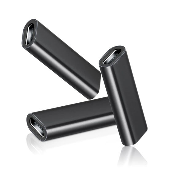 Picture of Basesailor USB C Female to Female Adapter 3-Pack,USBC 3.1 10Gbps 100W PD Coupler for Connecting Two Type C Cable,Thunderbolt 3 Compatible Extension Connector for USB-C Devi