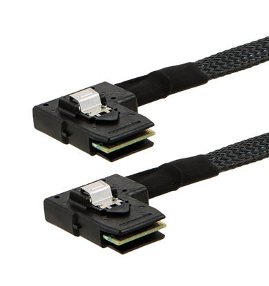 Picture of MITATTOK Mini SAS Cable, SFF-8087 to SFF-8087 Right Angle to Left Angle High-Speed Data Transfer for SAS/RAID Controllers, Backplanes, and Servers, 1FT
