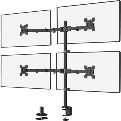 Picture of WALI Quad Monitor Desk Mount, 4 Monitor Stand Fits Heavy Duty Computer Screen up to 27 inch, Full Adjustable Monitor Arm Holds up to 22 lbs per Arm (M004), Black
