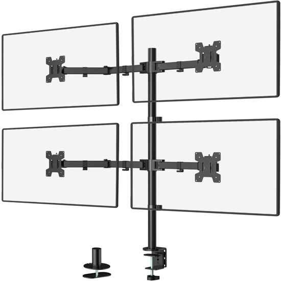 Picture of WALI Quad Monitor Desk Mount, 4 Monitor Stand Fits Heavy Duty Computer Screen up to 27 inch, Full Adjustable Monitor Arm Holds up to 22 lbs per Arm (M004), Black